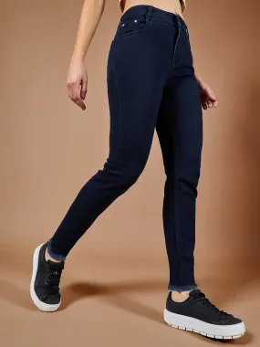 24/7 comfort Navy Blue Mid Rise Solid Stretchable Denim Jeans