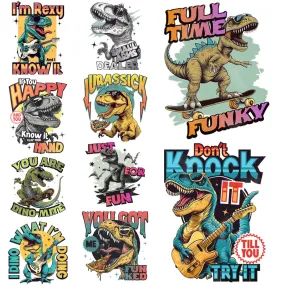 9 Funky Dino Designs Bundle PNG