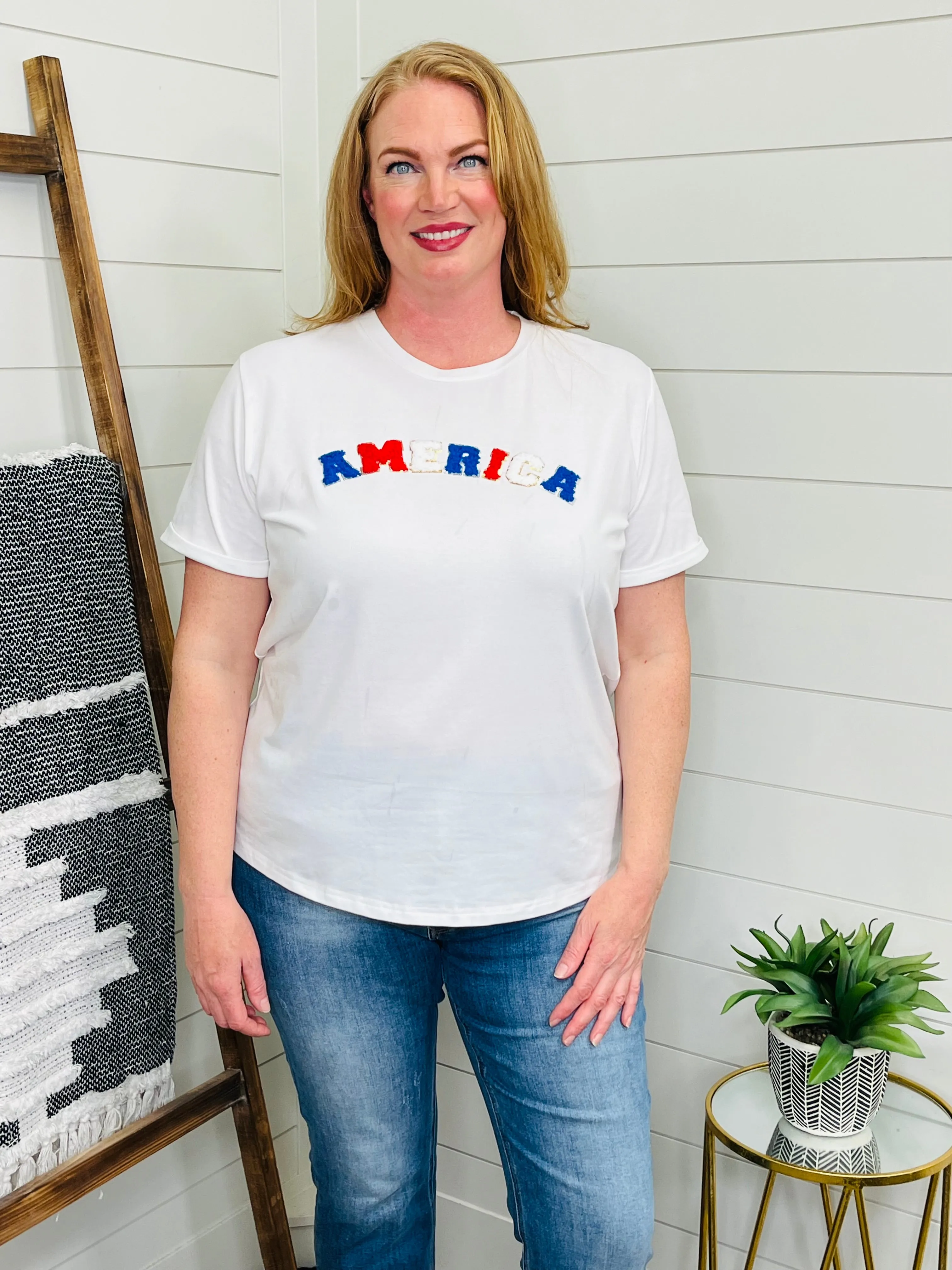 AMERICA Glitter Patch Tee