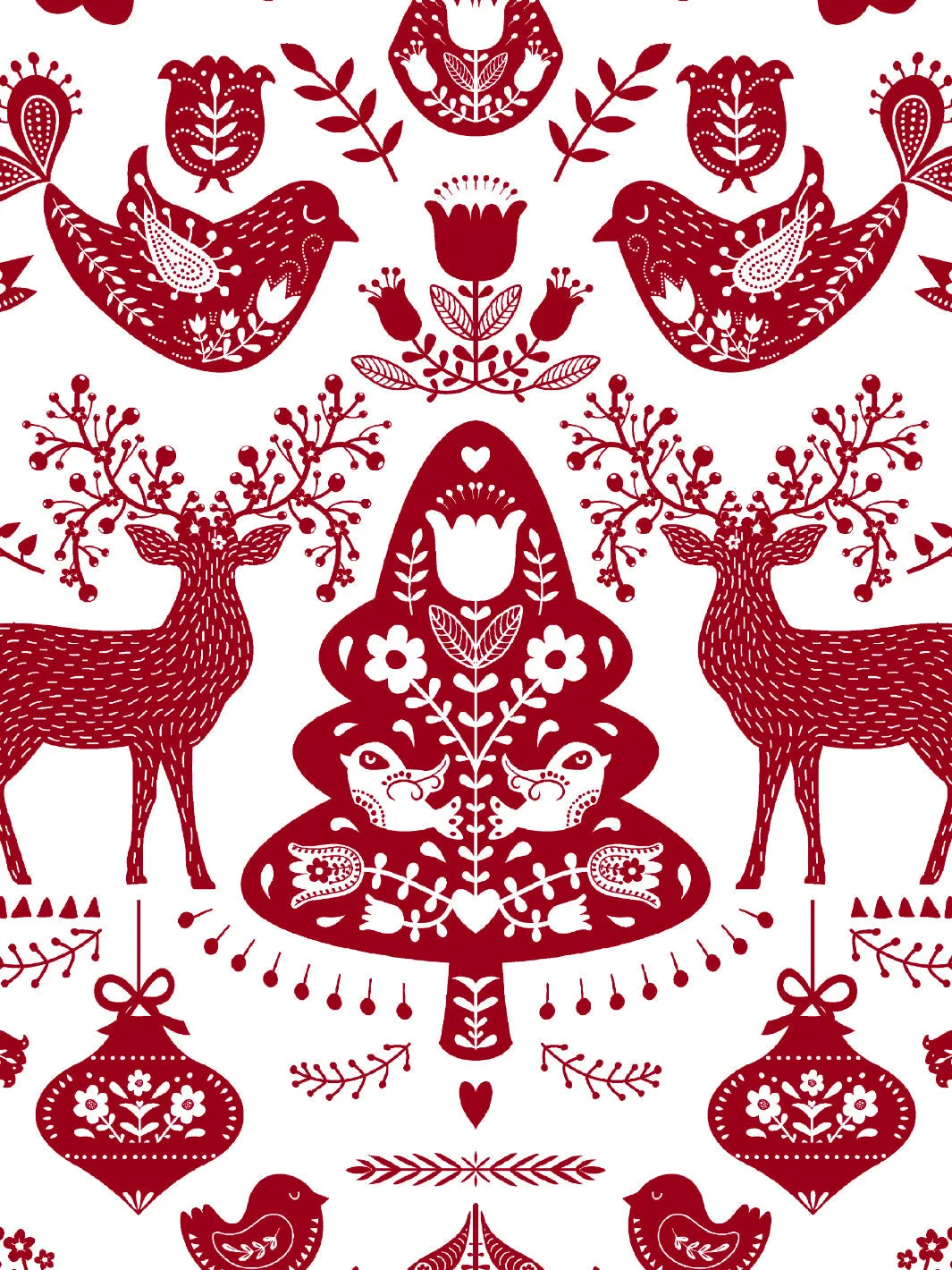 'Annika' Scandinavian' Wallpaper by Nathan Turner - Red