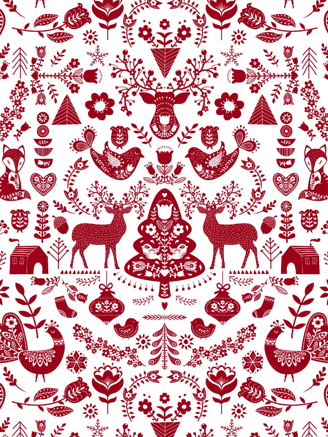 'Annika' Scandinavian' Wallpaper by Nathan Turner - Red