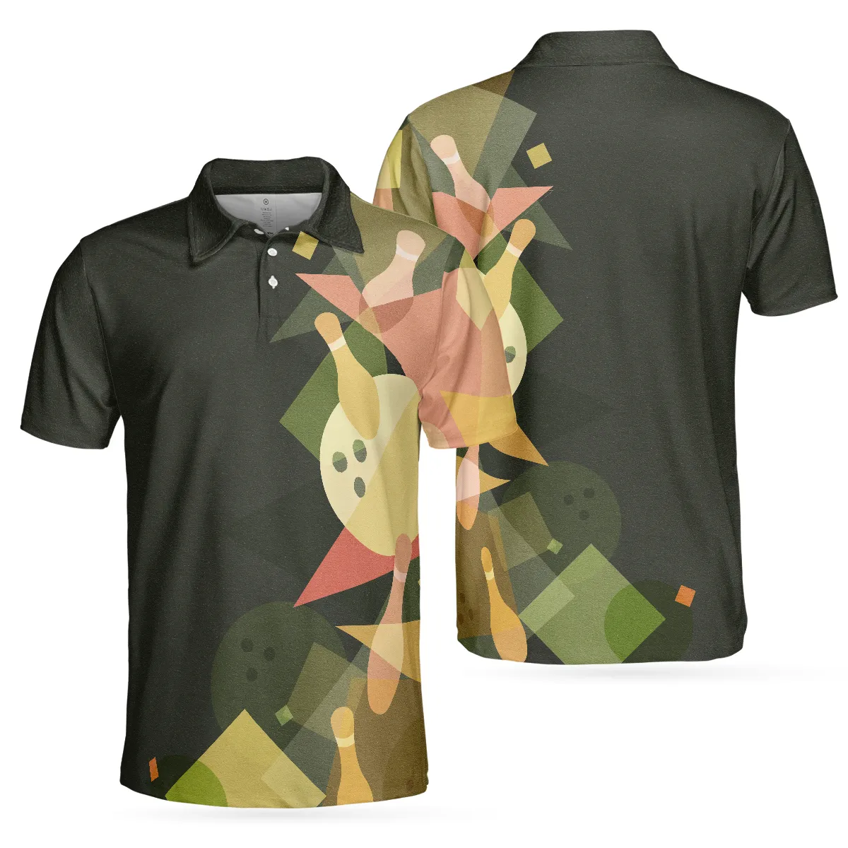 Artistic Mens Colorful Bowling Polo Shirt