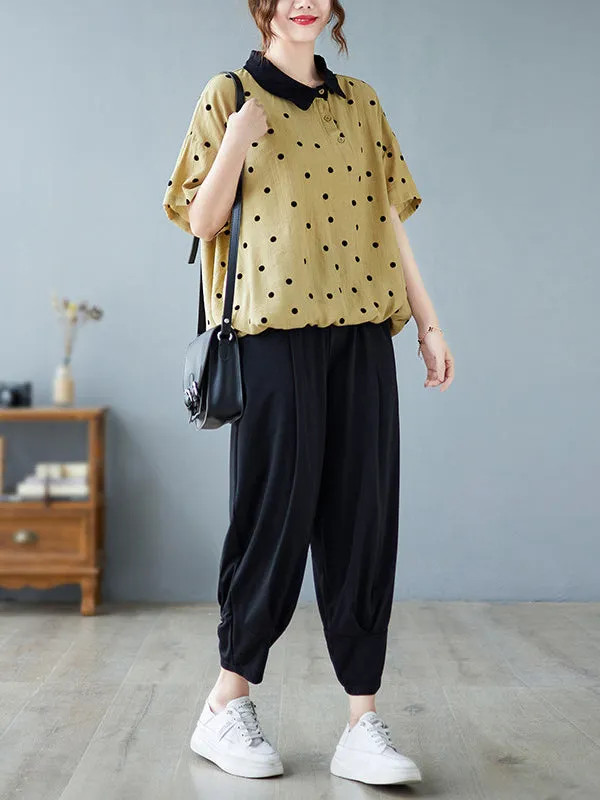 Artistic Retro Loose Polka-Dot Blouse