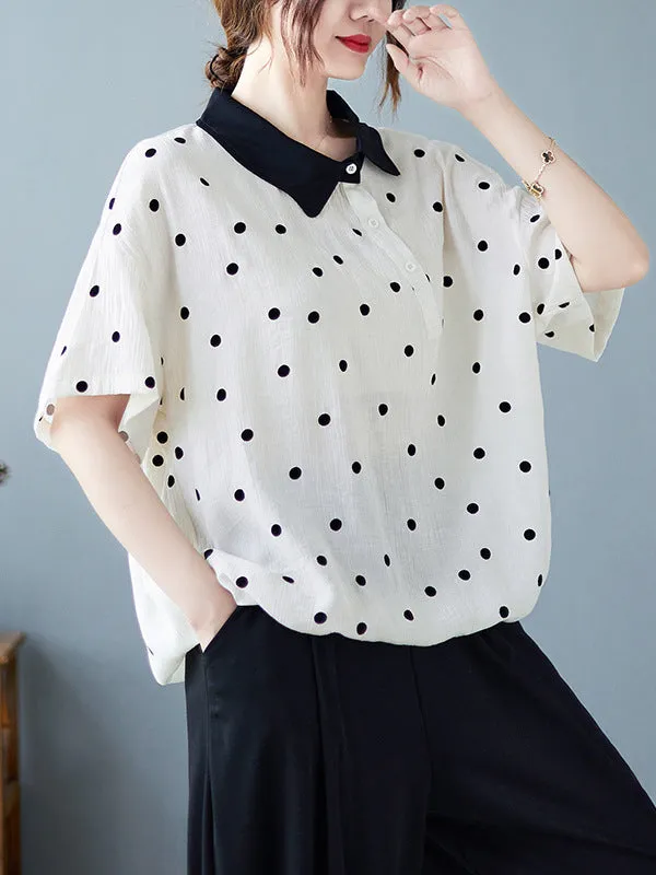 Artistic Retro Loose Polka-Dot Blouse