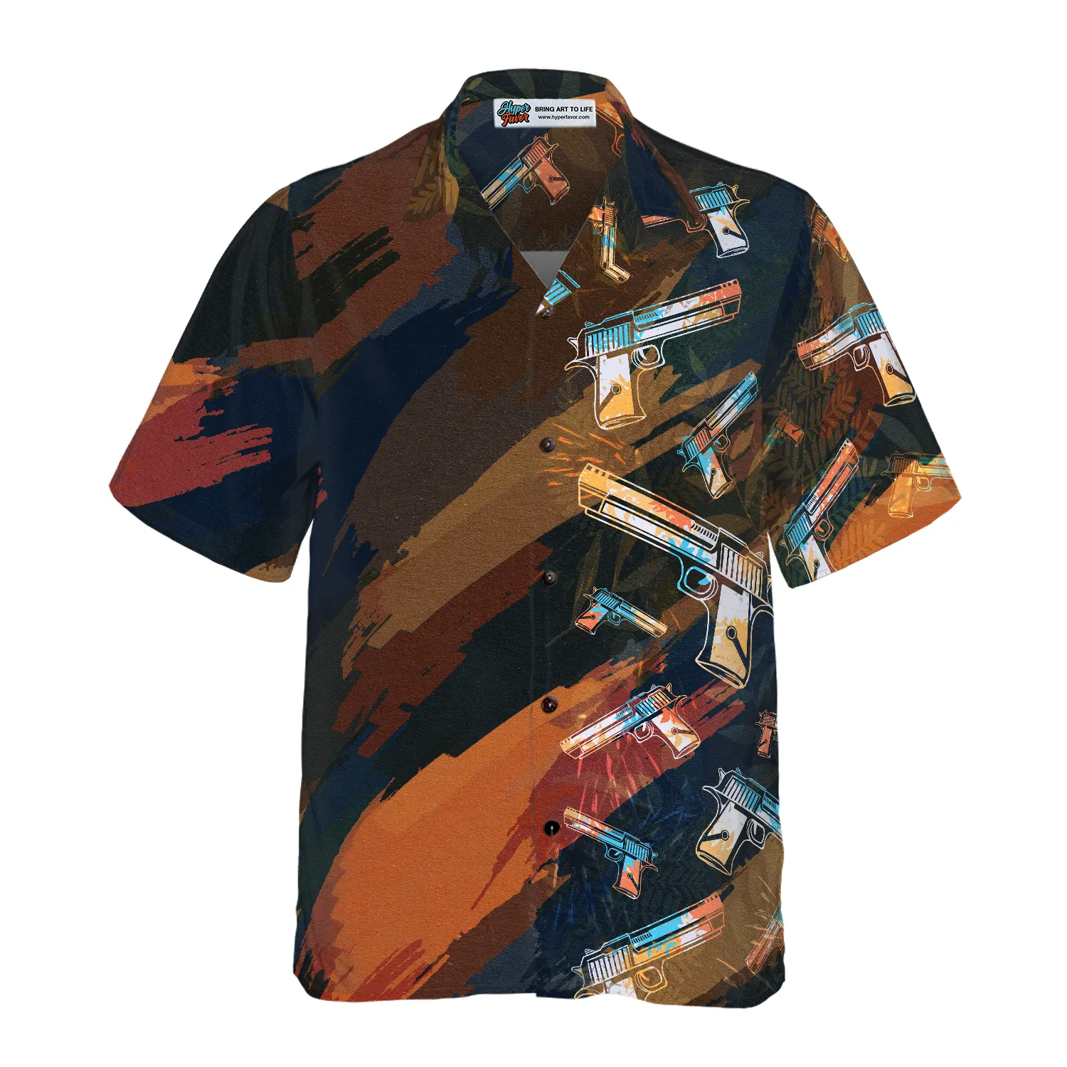 Artistic Tropical Gun Hawaiian Shirt For Men