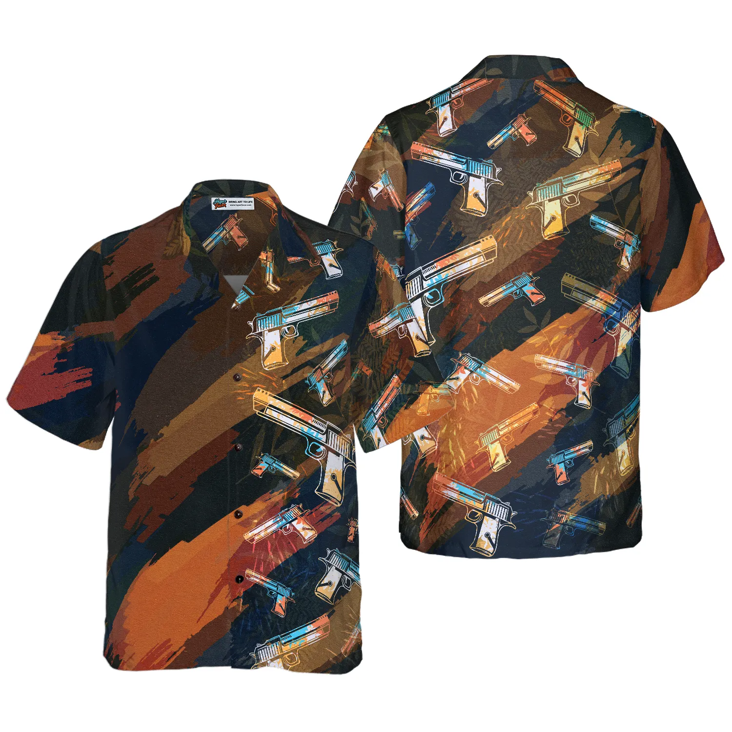 Artistic Tropical Gun Hawaiian Shirt For Men