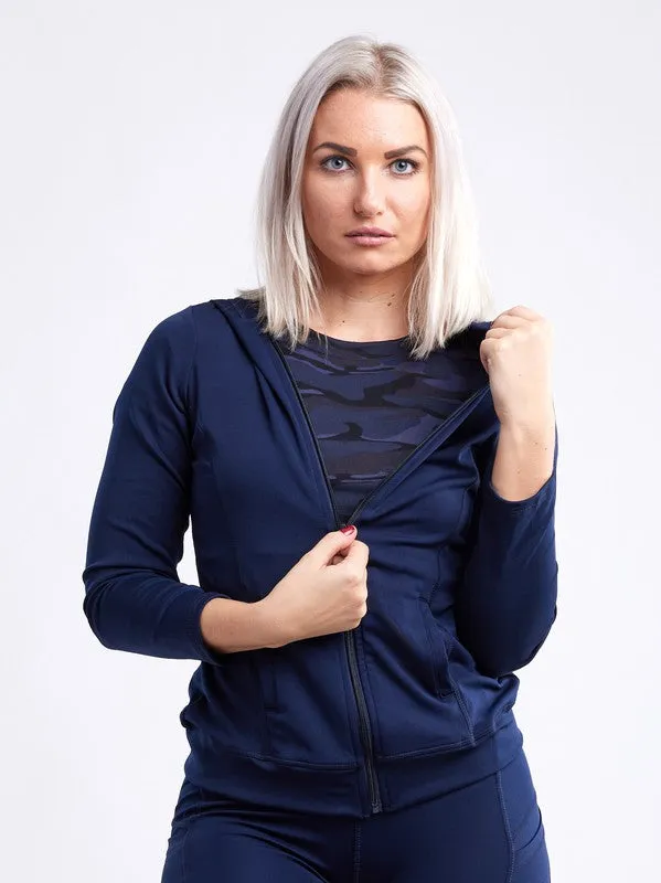 Athletic Zip-Up Fitted Hoodie Jacket with Pockets