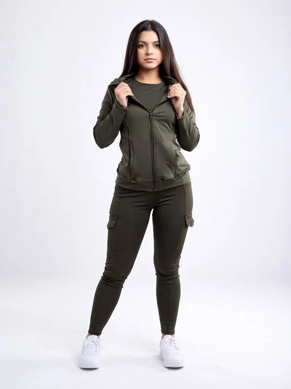 Athletic Zip-Up Fitted Hoodie Jacket with Pockets