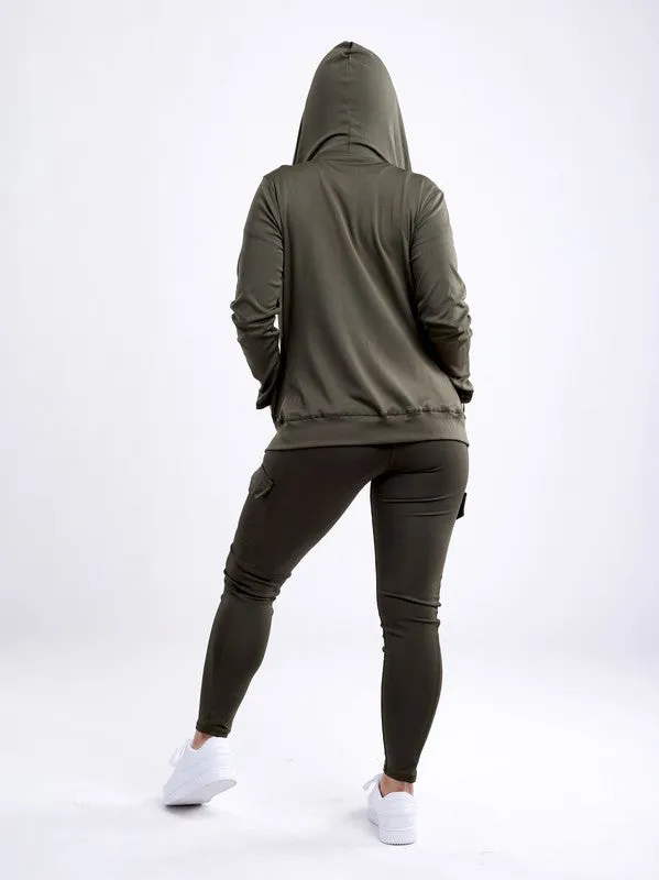 Athletic Zip-Up Fitted Hoodie Jacket with Pockets