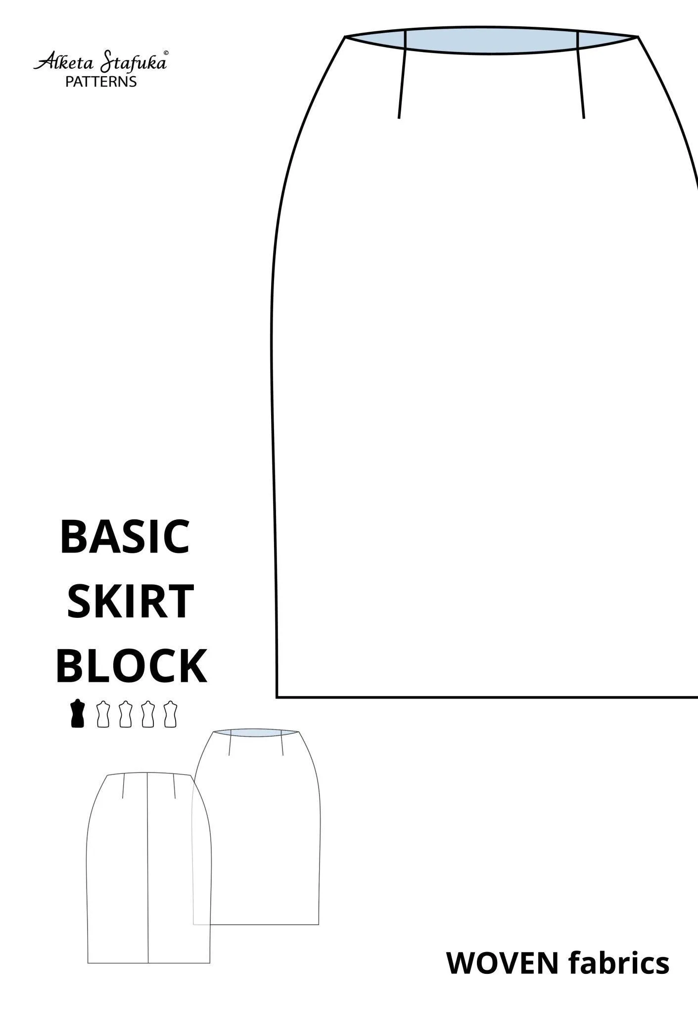 Basic Skirt Block Sewing Pattern for WOVEN fabrics