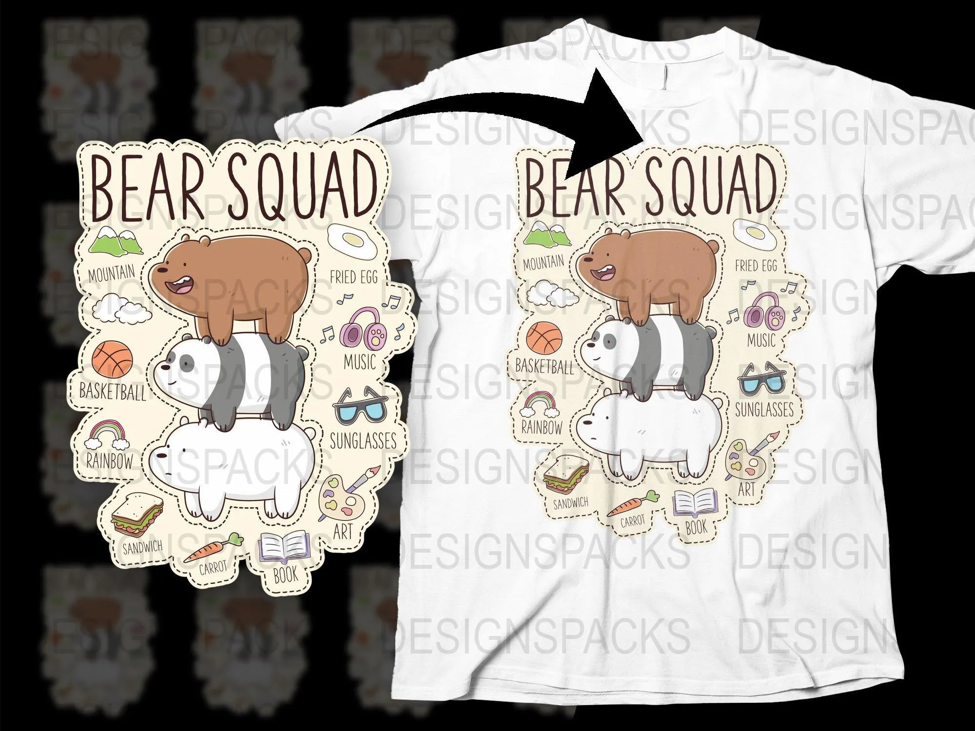 Bear Squad Stack Adventure Graphic Png Digital Download