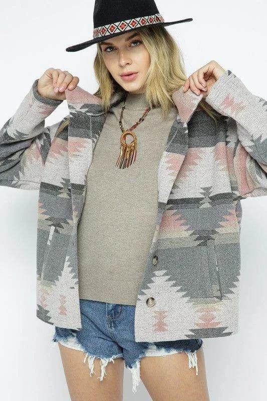 Blue B Soft Comfy Light Weight Aztec Pattern Jacket