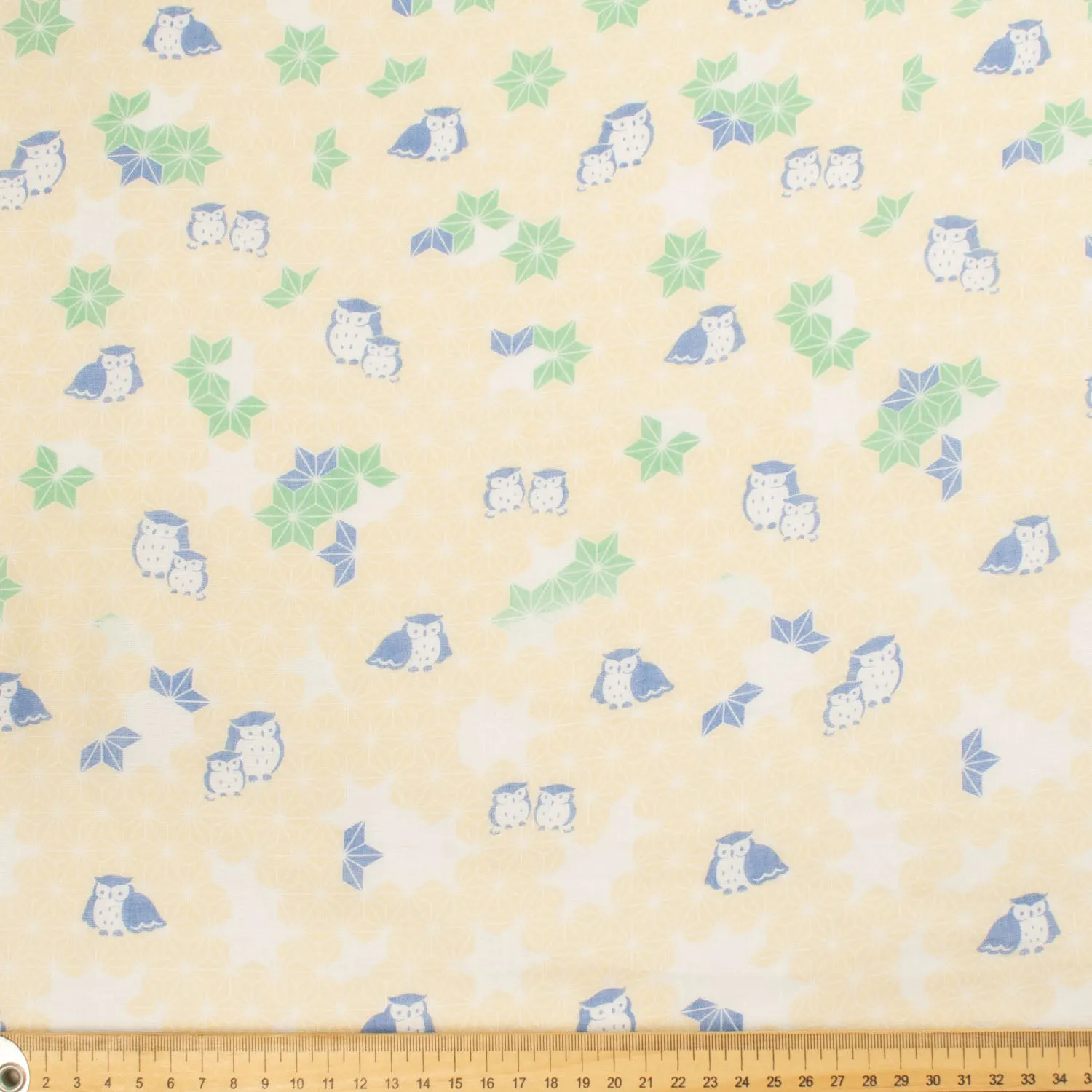 Border Printed Cotton Voile Design-18 Cats on Blue/Owls on Yellow/Green Florals