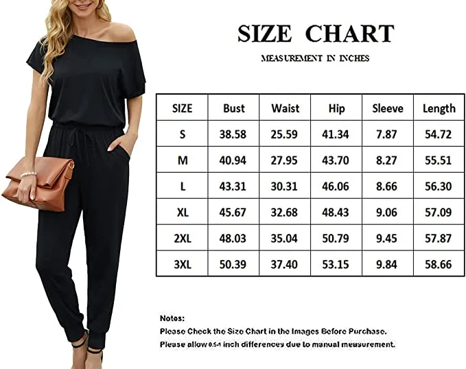 Brick Red Summer Jumpsuit Rompers Off Shoulder for Women with Pockets Casual Elastic Waist - KAY SINN