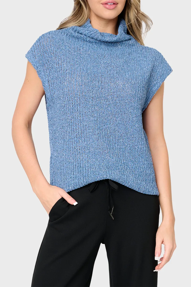 Cap Sleeve Funnel Neck Top