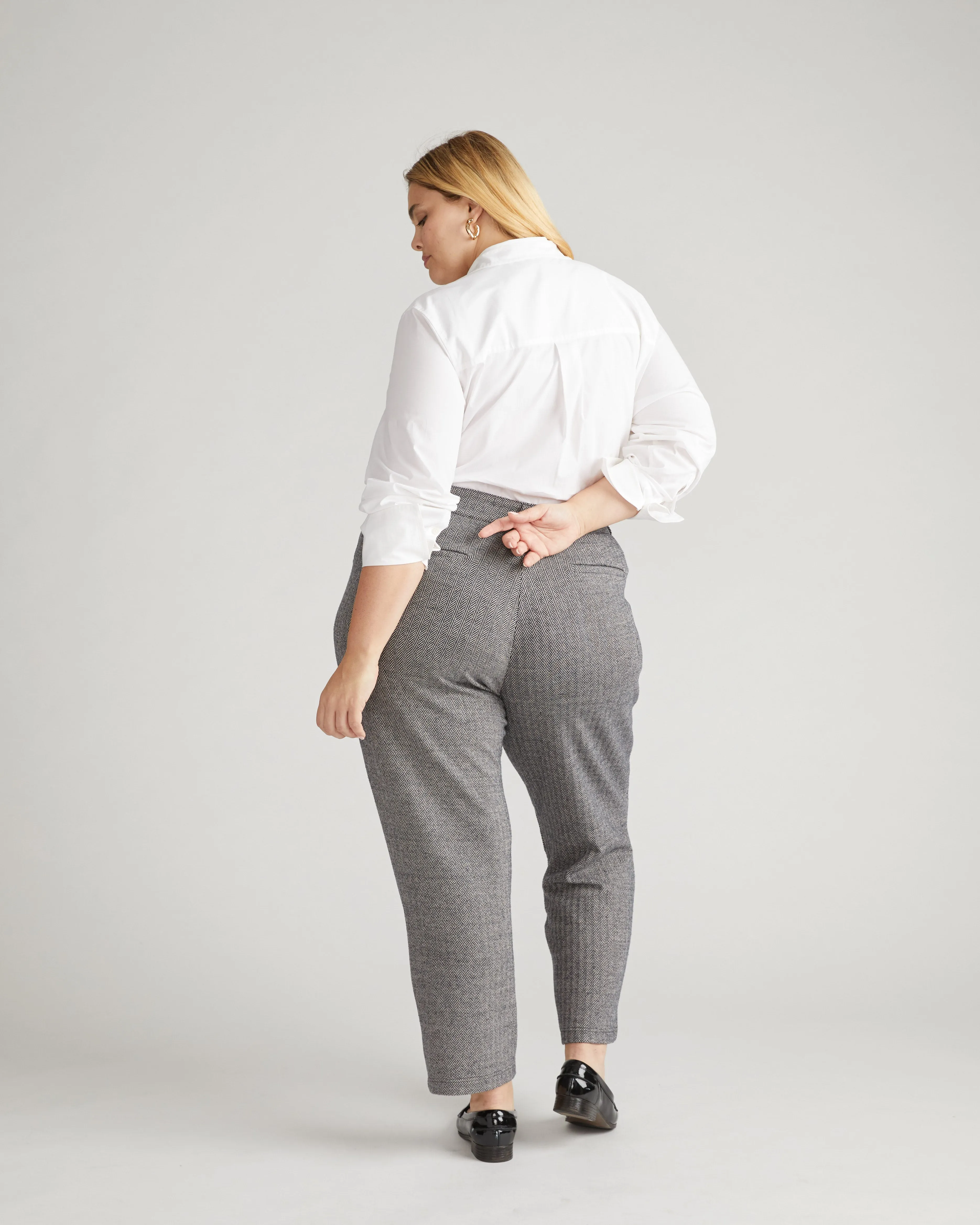 Cigarette Ponte Pants - Herringbone Tweed