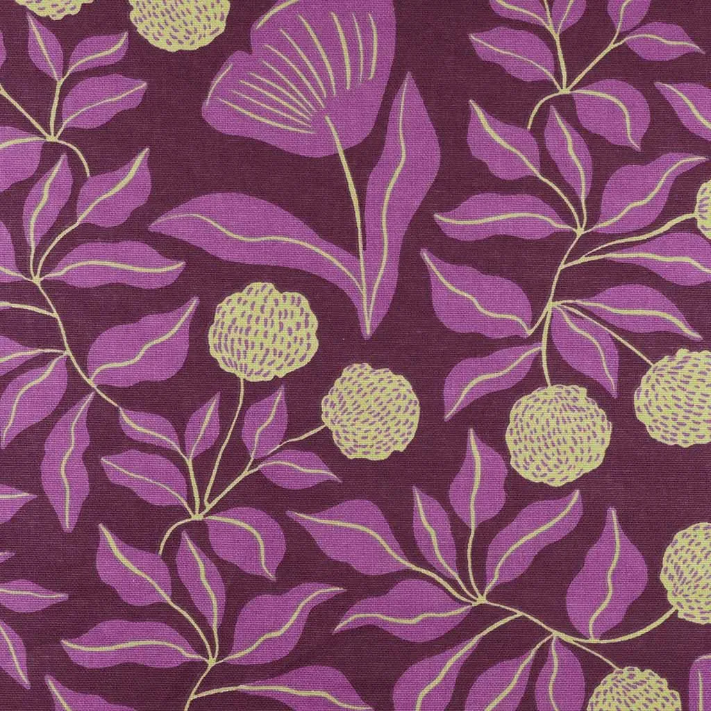 Cotton Canvas - Purple Vines Woven Fabric by Nerida Hansen