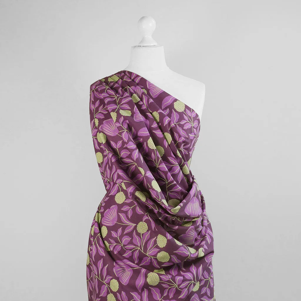 Cotton Canvas - Purple Vines Woven Fabric by Nerida Hansen