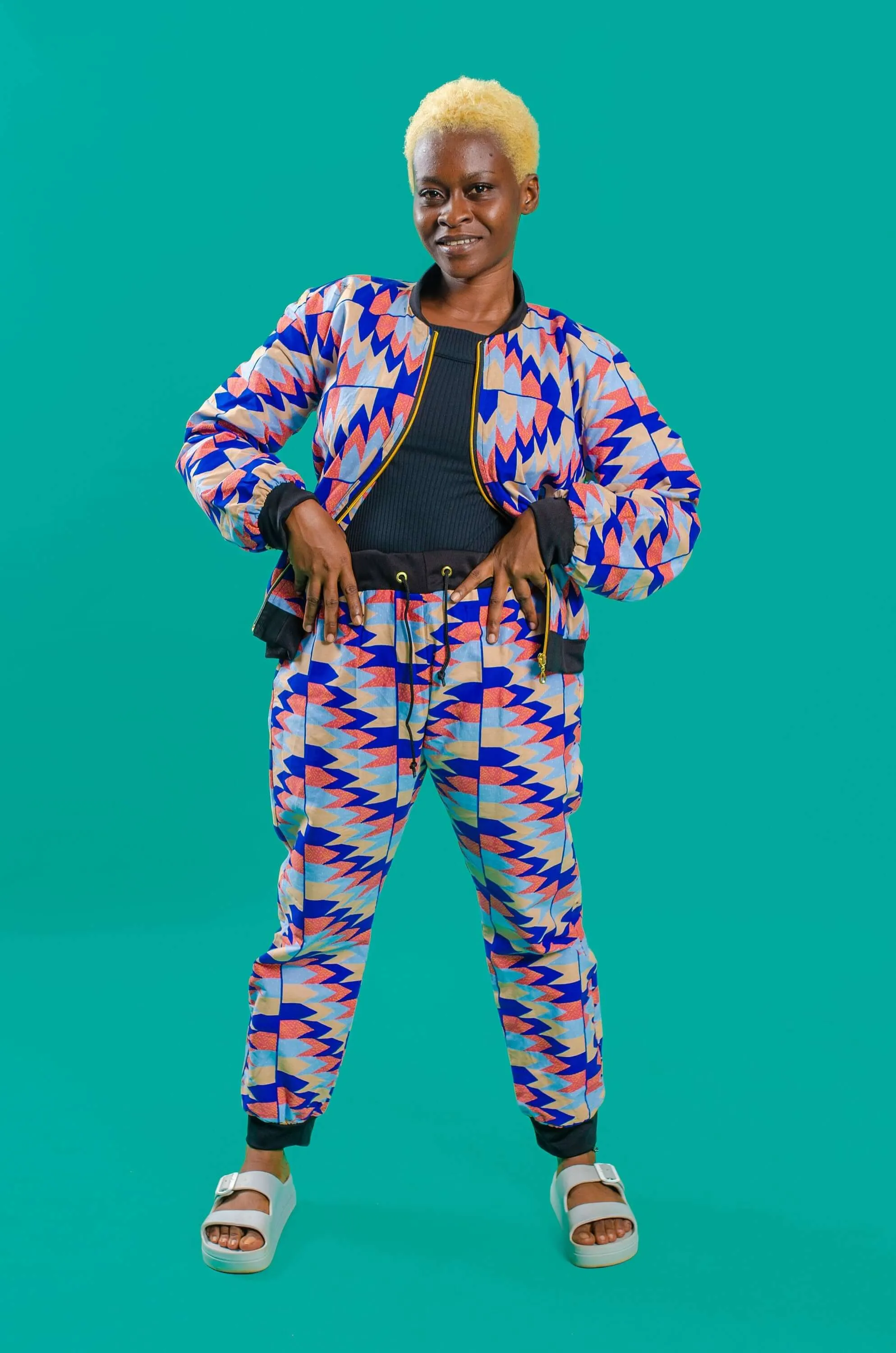 Cream Tea Kente Tracksuit Trousers