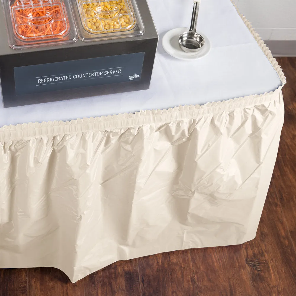 Creative Converting™ 010032 Plastic Table Skirt, Ivory, 14'