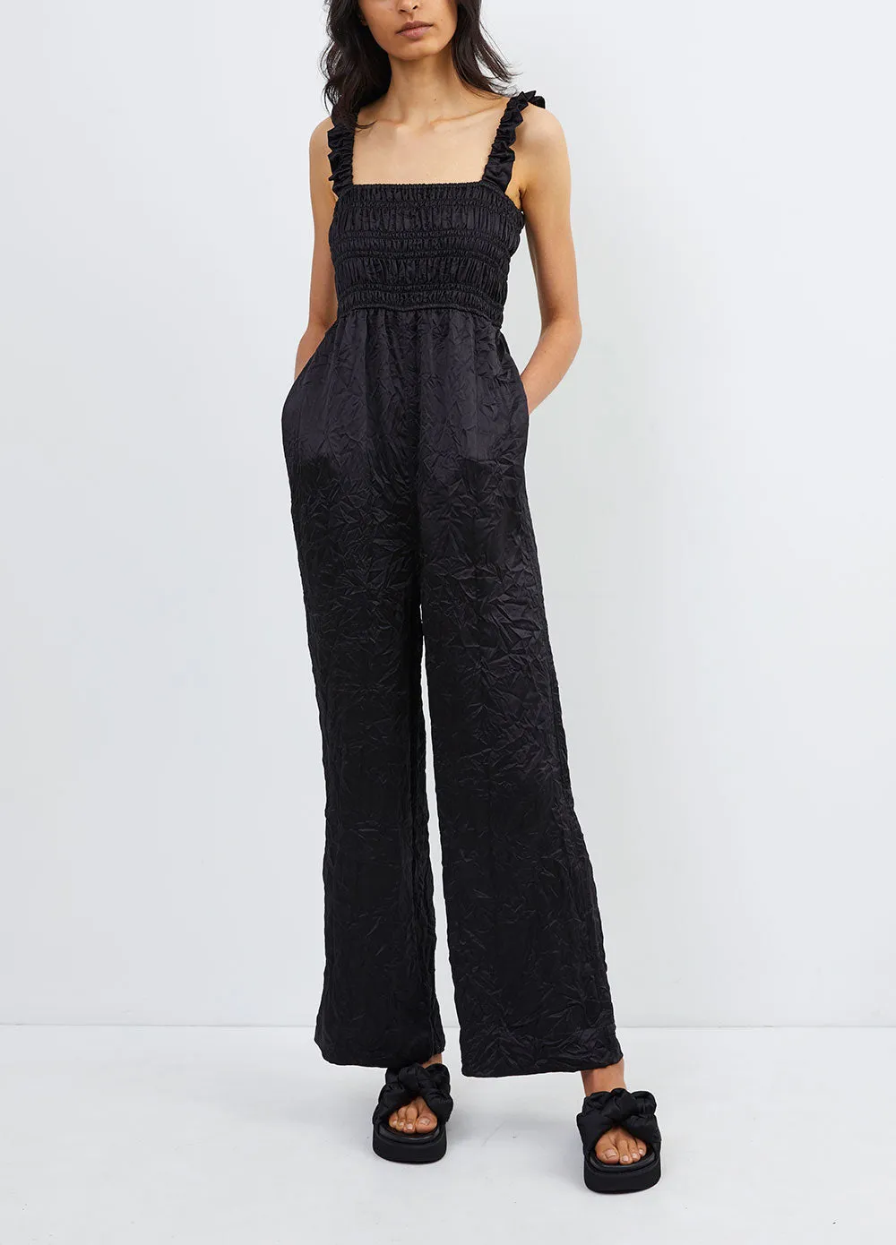 Crinkled Satin Jumpsuit