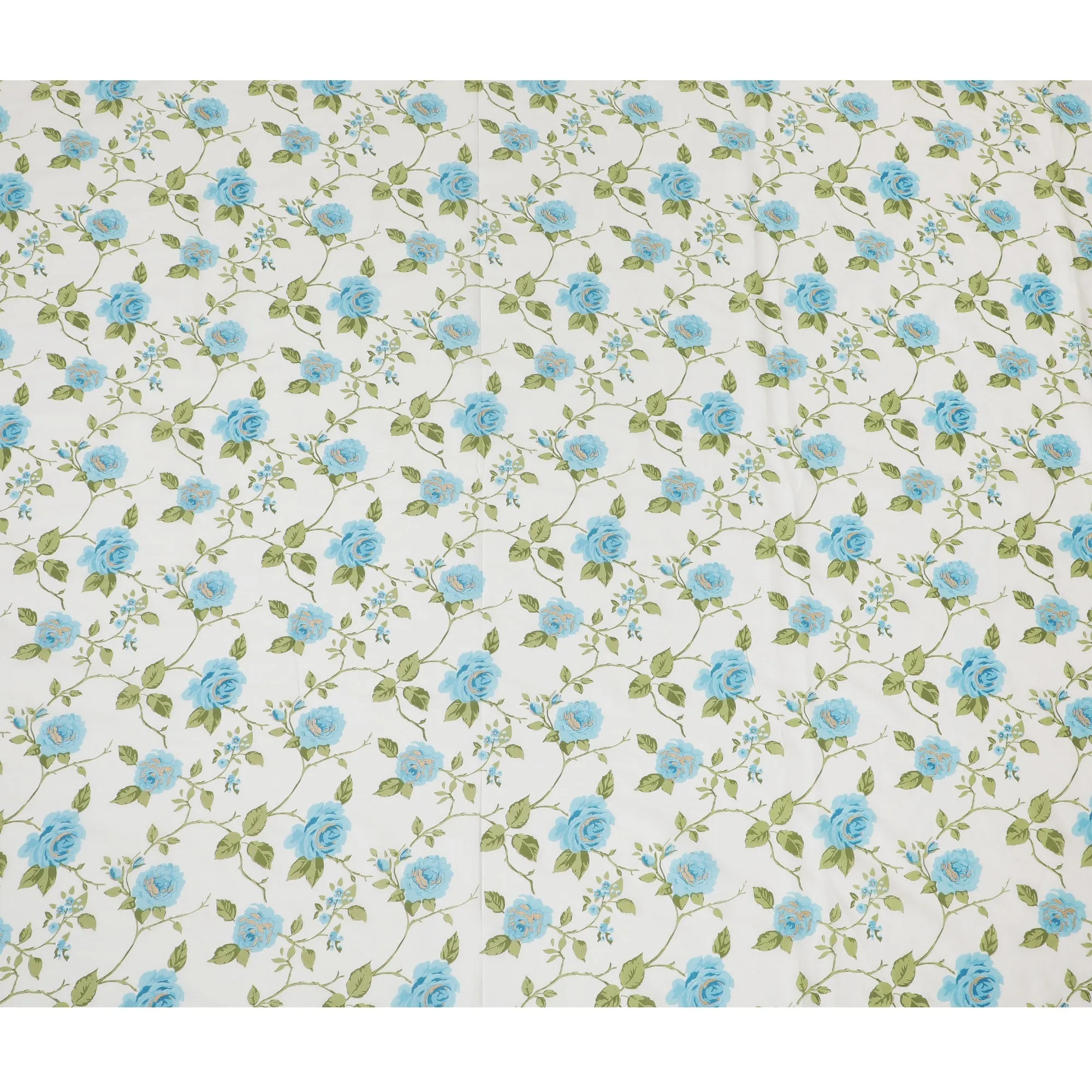 Delicate White and Blue Floral Print Cotton Lawn Fabric - 110 cm Width-D19971