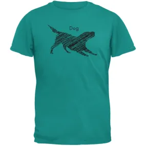 Dog Scribble Drawing Jade Green Adult T-Shirt