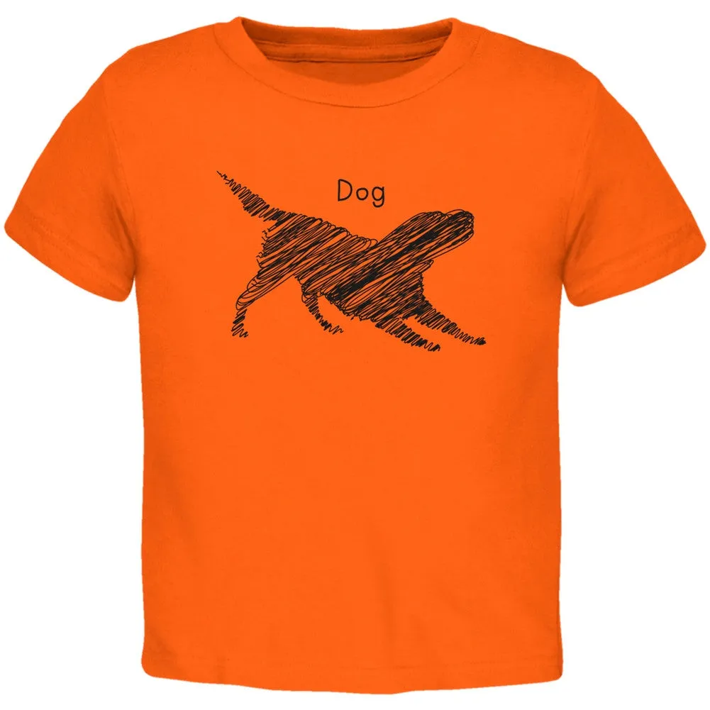 Dog Scribble Drawing Orange Toddler T-Shirt