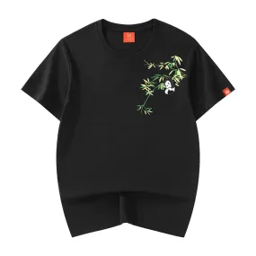 Embroidery playful panda T-shirt