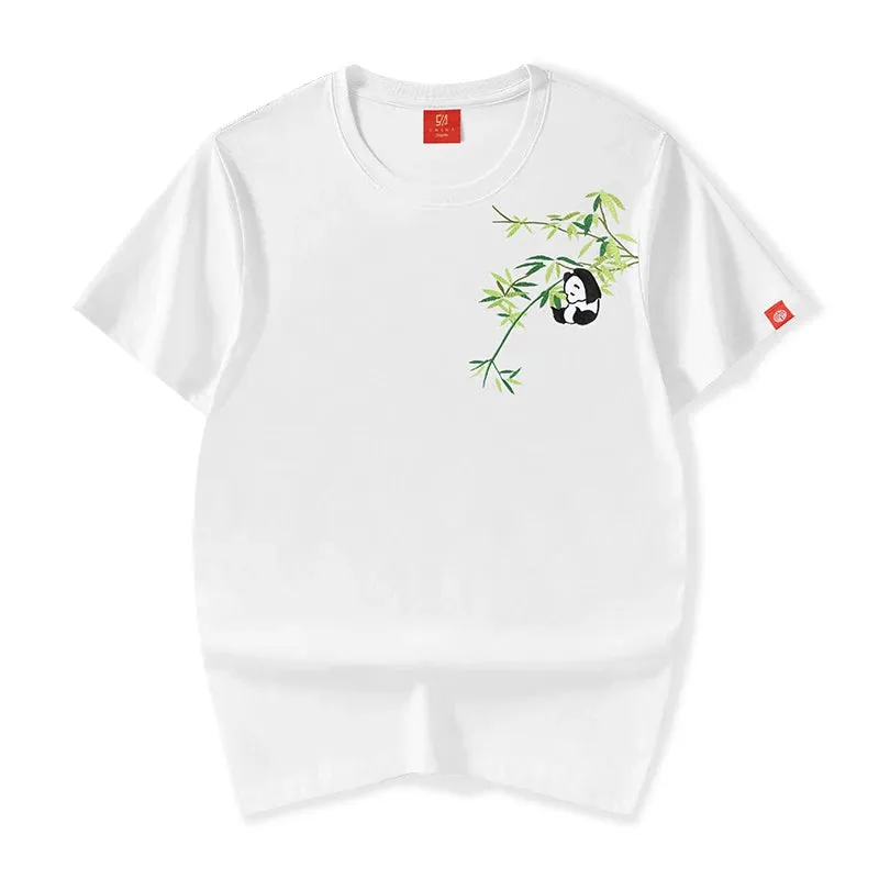 Embroidery playful panda T-shirt