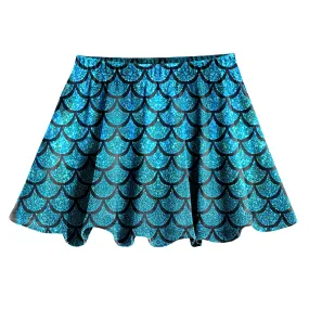 Girls Novelty Circle Skirt | Turquoise Mermaid Sparkle