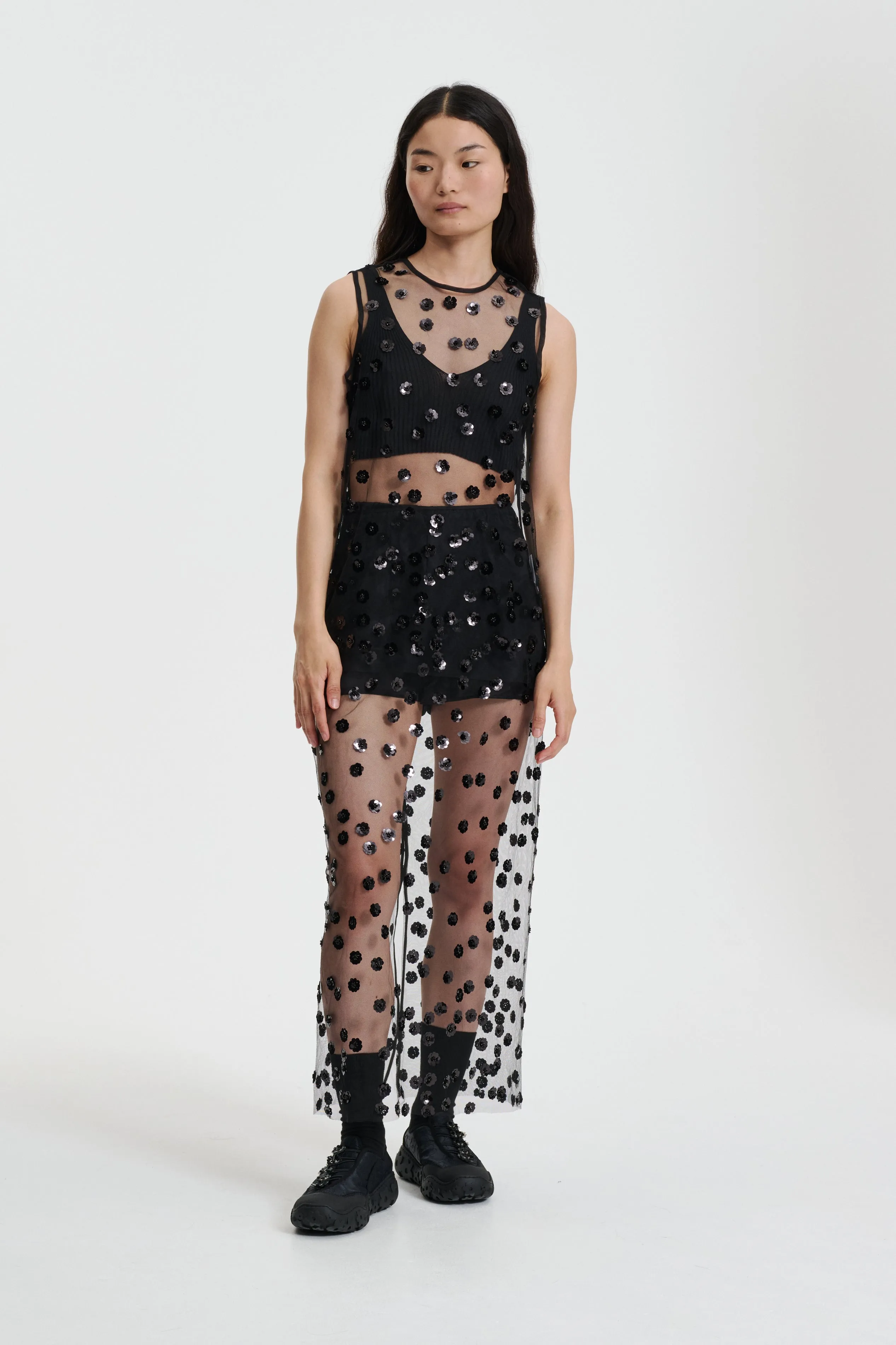 GUS | SKIRT SEQUIN BLOSSOM TULLE BLACK