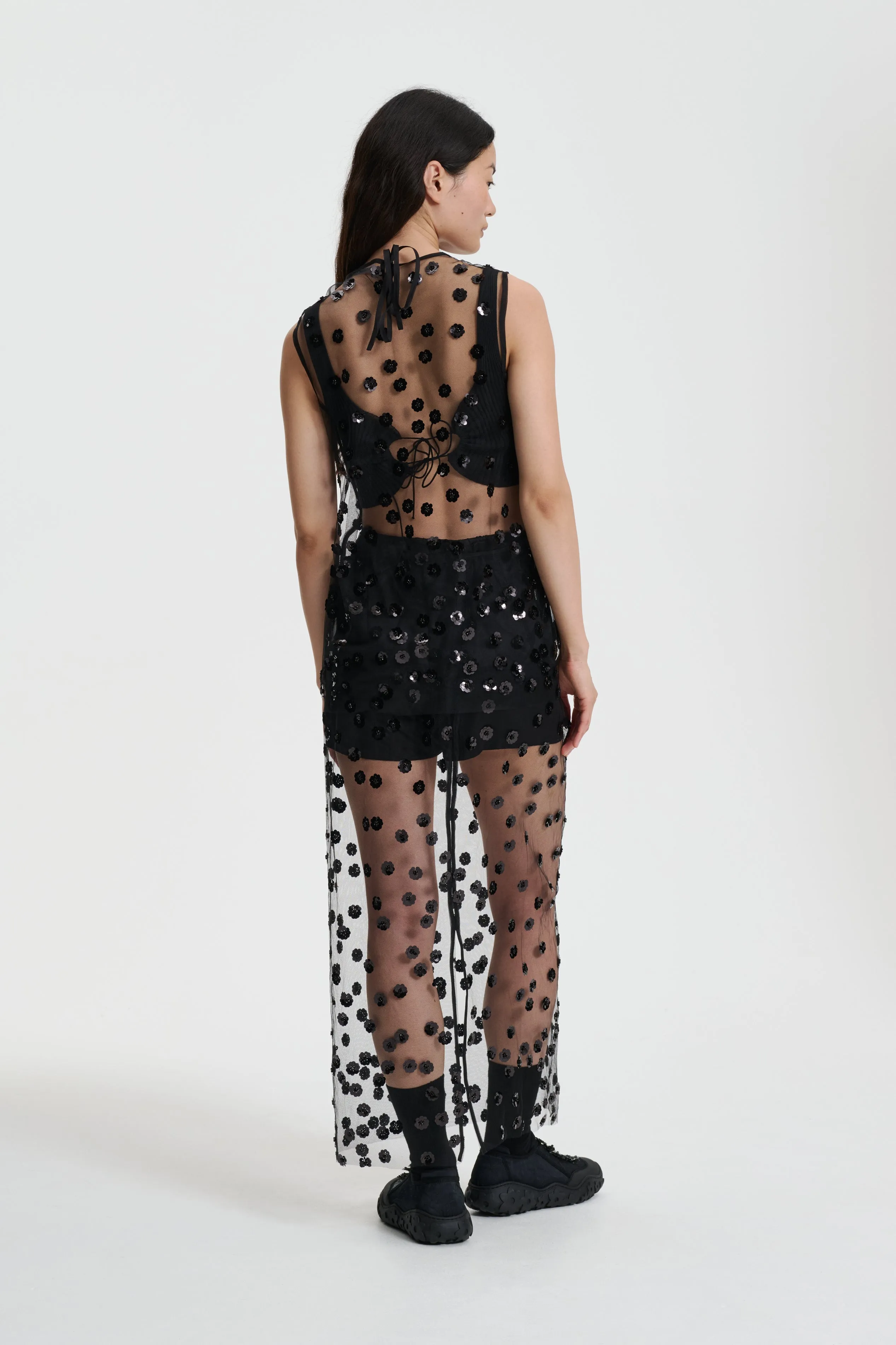 GUS | SKIRT SEQUIN BLOSSOM TULLE BLACK