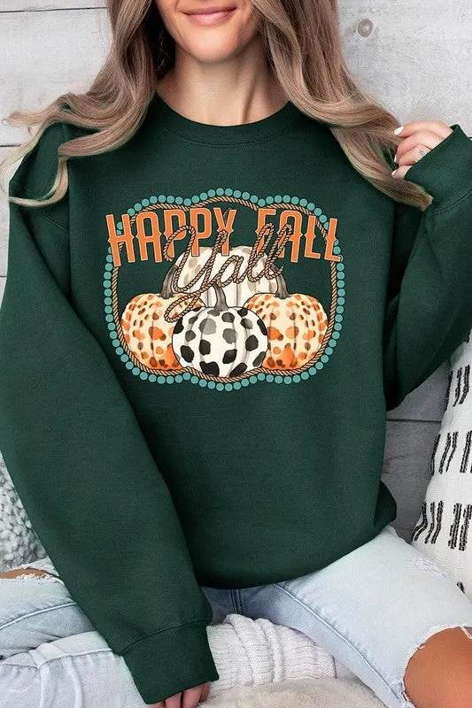 Happy Fall Y'all Graphic Fleece Sweatshirts