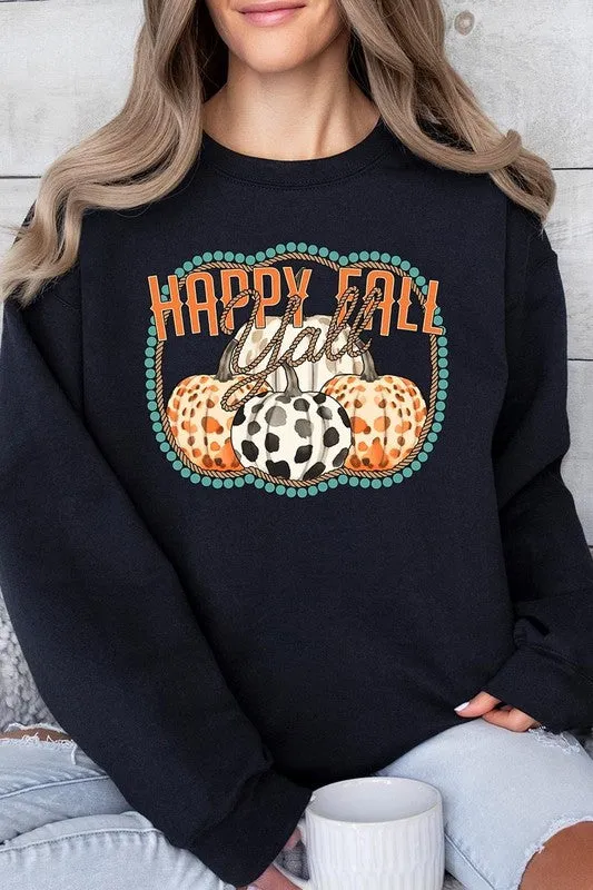 Happy Fall Y'all Graphic Fleece Sweatshirts