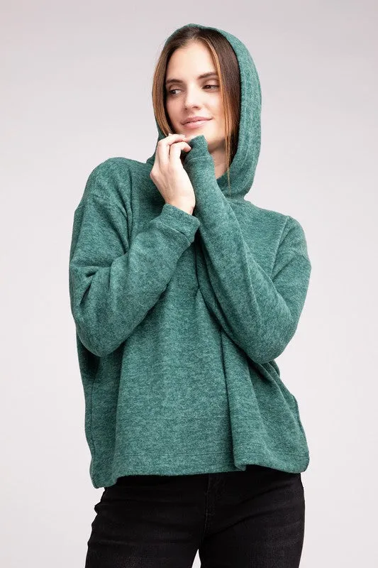 Hooded Brushed Melange Hacci Sweater