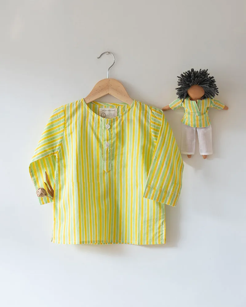 ‘I want to be like grandpa’ kurta - Set of 2 in stripes