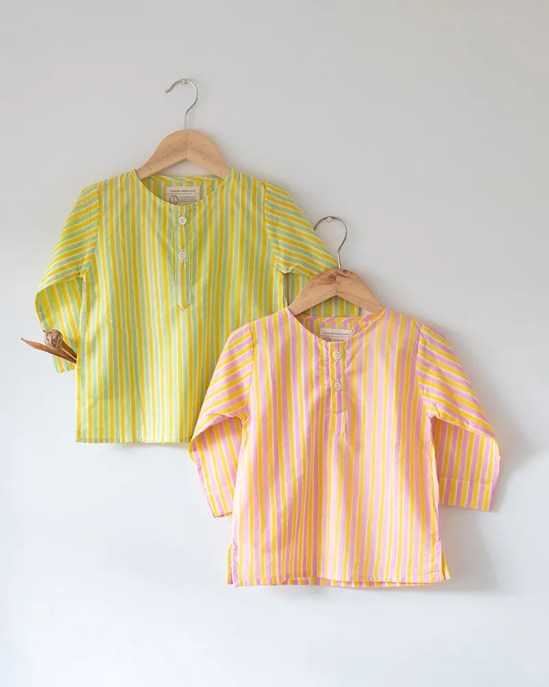 ‘I want to be like grandpa’ kurta - Set of 2 in stripes