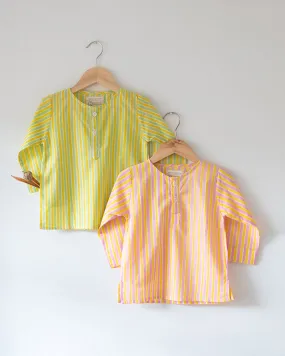 ‘I want to be like grandpa’ kurta - Set of 2 in stripes