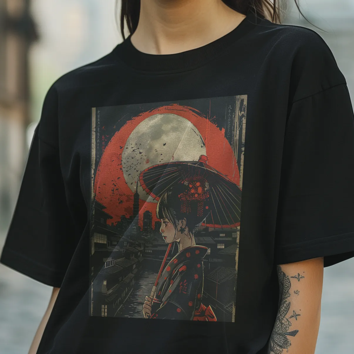 Japanese Art Moon Geisha T-Shirt