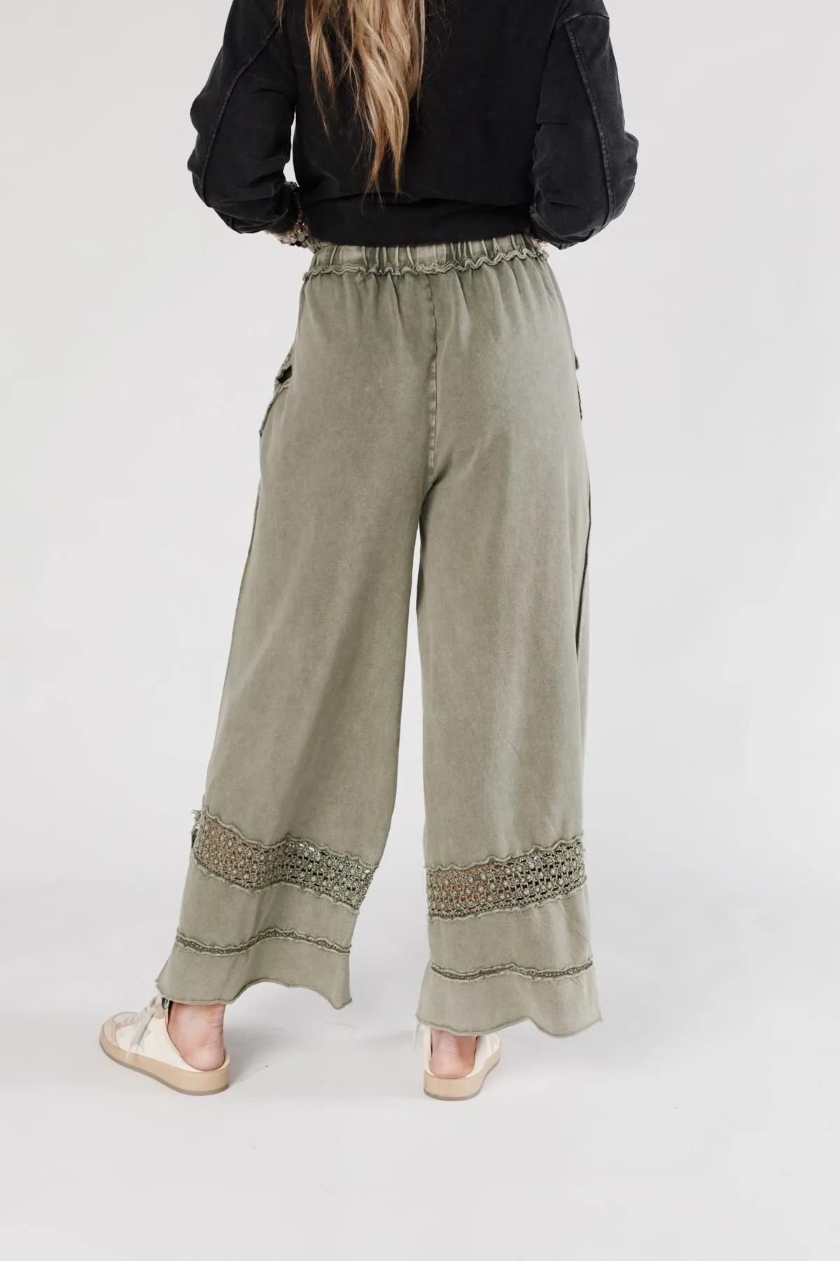 Just Breathe Wide Leg Pants - Olive