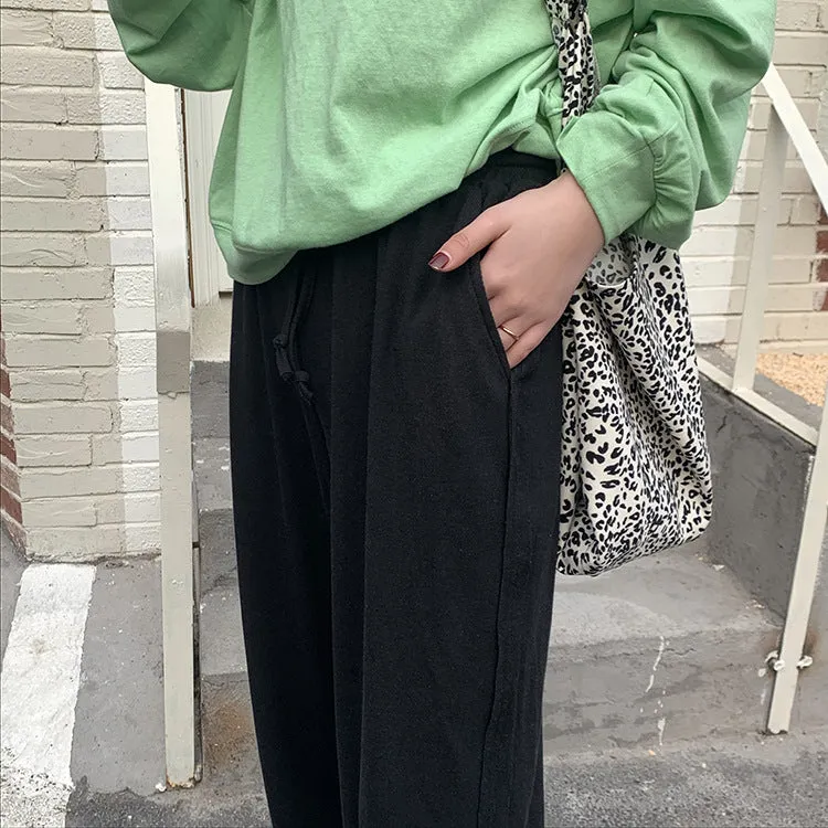 [Korean Style] Comfy Comfy Drawstring Wide Leg Cotton Pants