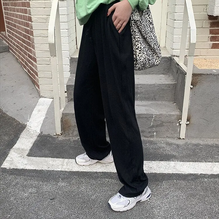 [Korean Style] Comfy Comfy Drawstring Wide Leg Cotton Pants