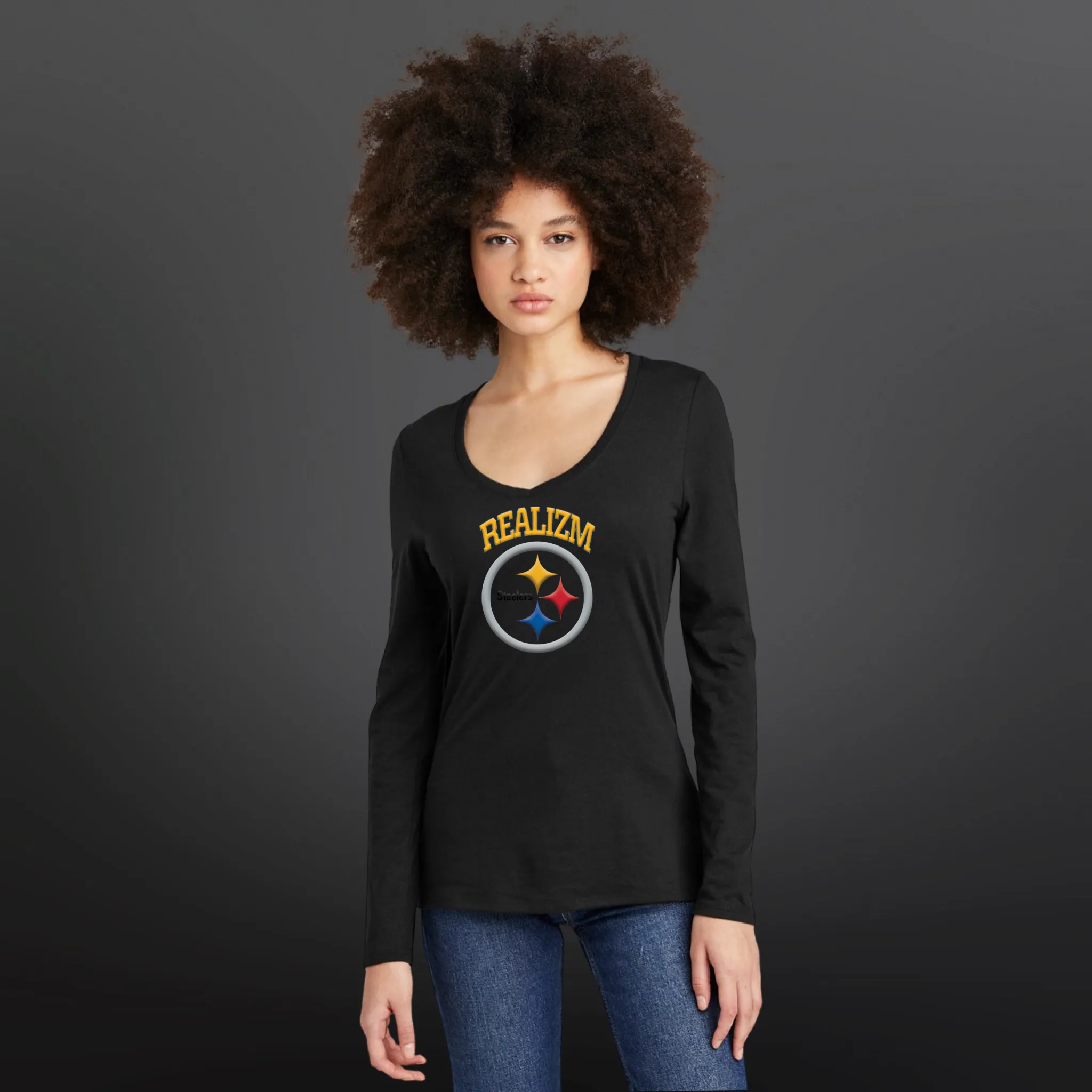 Ladies Long Sleeved V-neck (Pittsburgh)