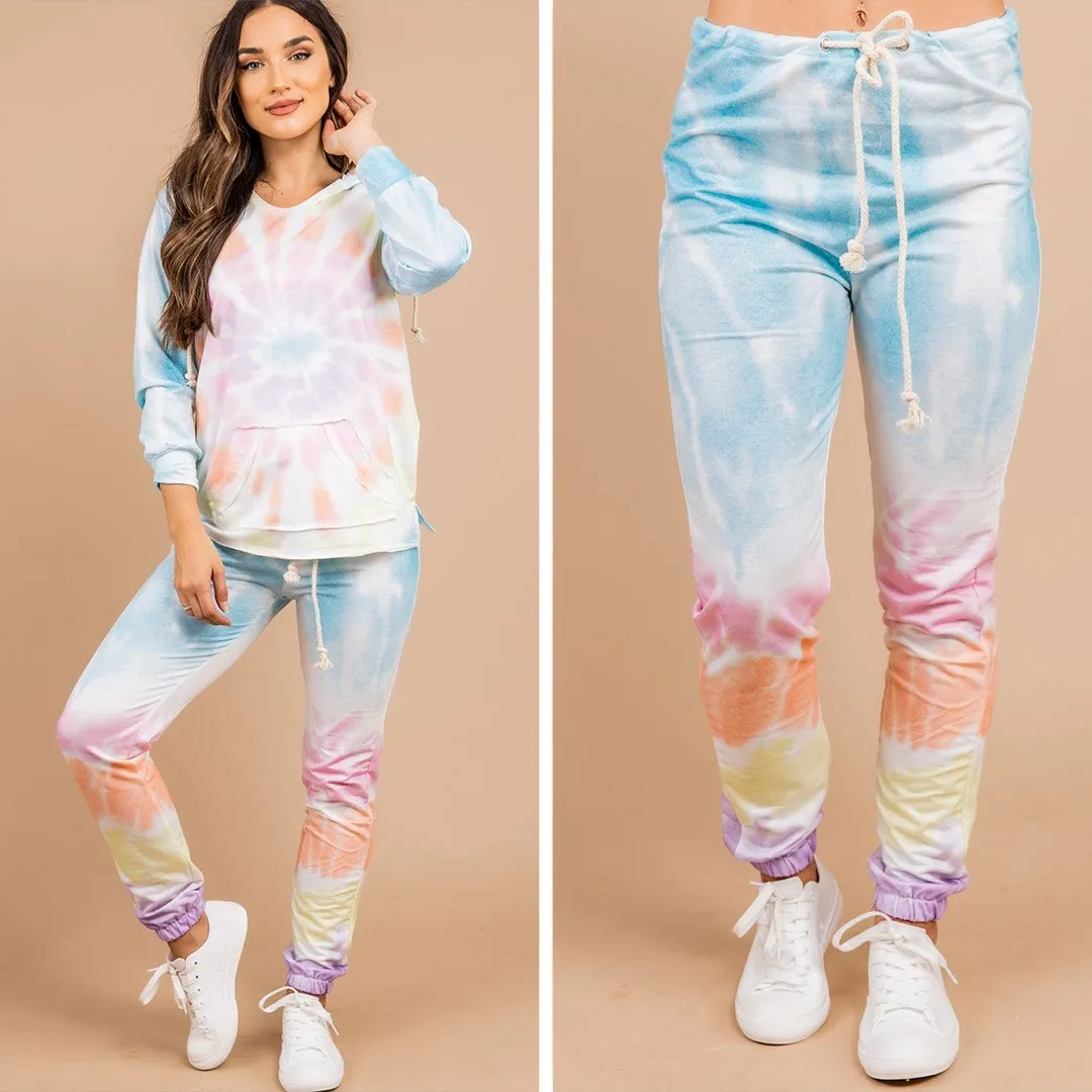 Let's Get Real Blue Tie Dye Pants