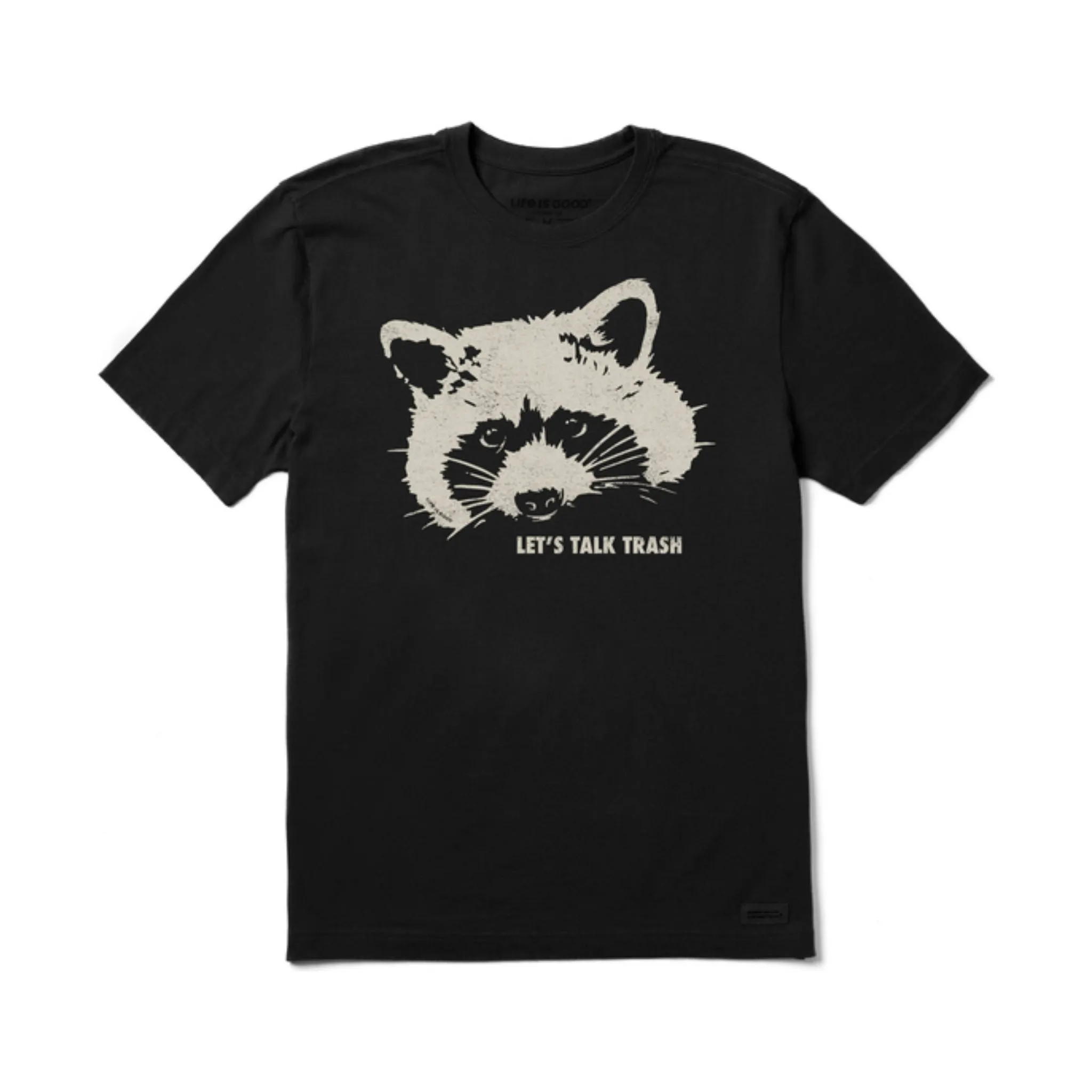 Life Is Good Men's High Low Raccoon Short Sleeve Tee - Jet Black