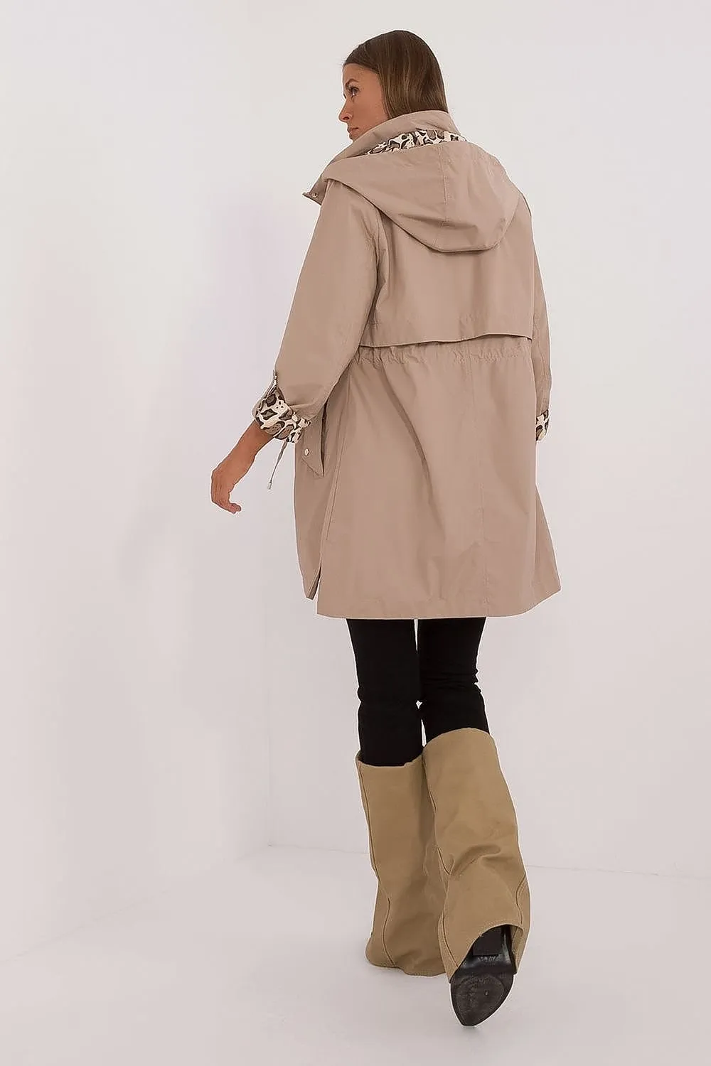 Light Brown Hooded Practical Jacket