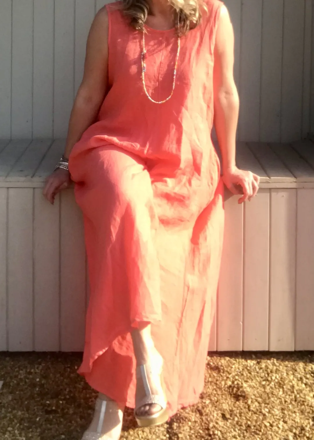 Linen Jumpsuit - in Orange, Black or White - Made in Italy by Feathers Of Italy One Size