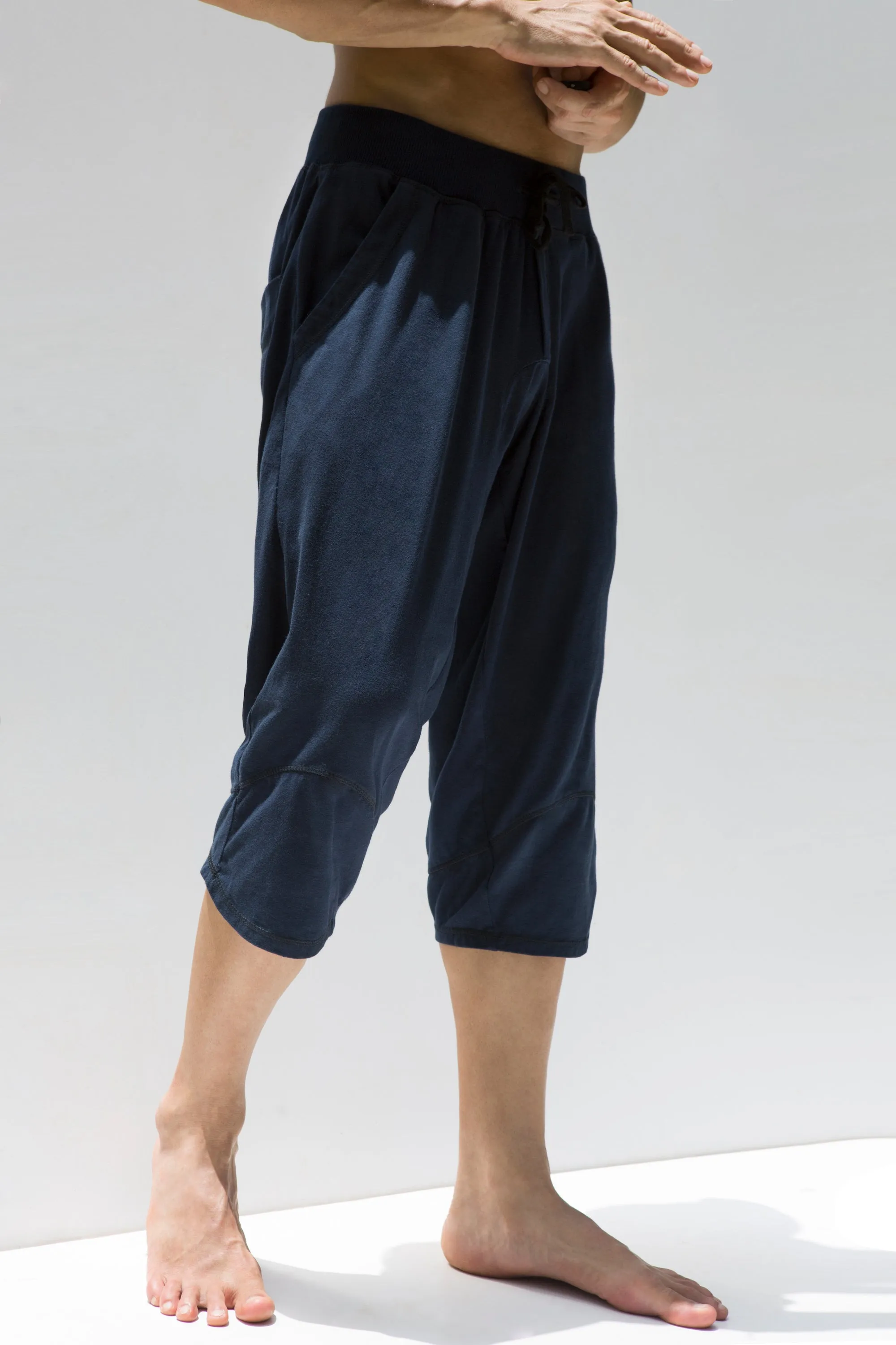 Men 3/4 Pants - Yoga Men Capris - Navy