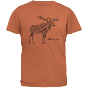 Moose Scribble Drawing Texas Orange Adult T-Shirt